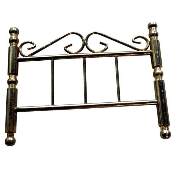 Miniature Bed Frame Base Brass Metal Dollhouse Collectible Furniture Vtg - Picture 6 of 9